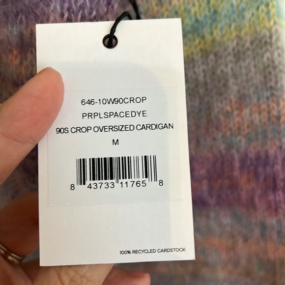 LAST 1!! 🚨🚨 Re/done 90s Crop Oversized Cardigan Purple Space Dye M - Picture 10 of 11